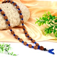 4 mukhi Brahma mala with Blue Jade beads