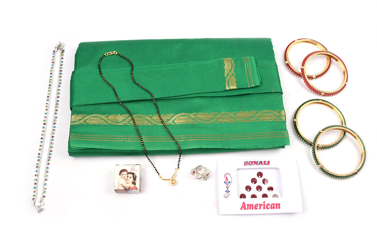 Devi Maa Shringar kit with Green Saree