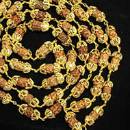 2 mukhi moon mala in gold