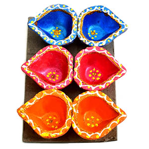 Decorative Earthern Lamps Set Of 6