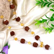 4 mukhi Java Mala with faceted Citrine beads in silver caps
